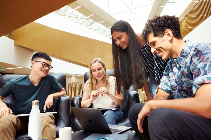 International students cooperating